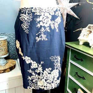 J CREW The Pencil Skirt 6 Blue Cream To the knee